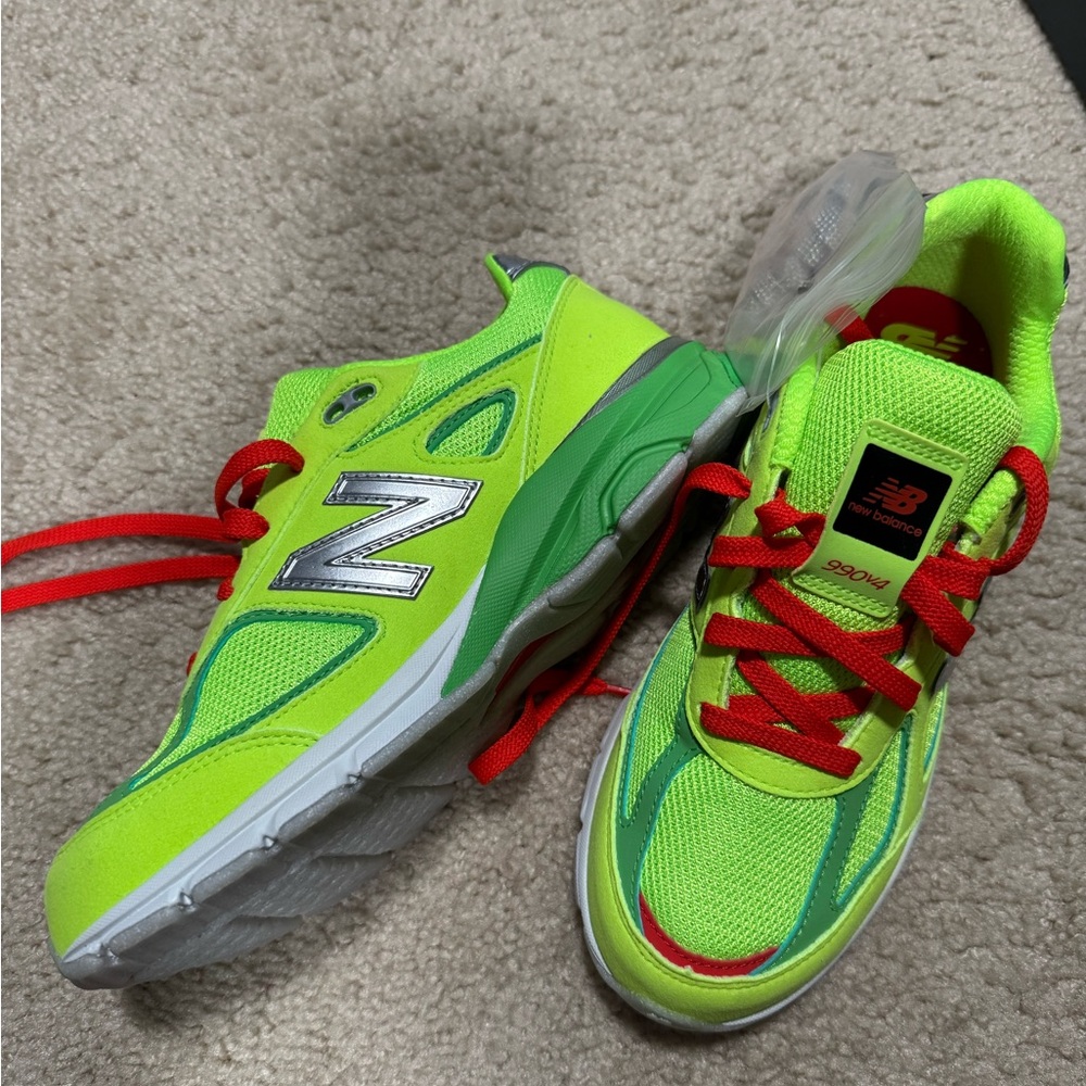 New Balance Kids' Neon Green and Silver Sneakers - Picture 2 of 6